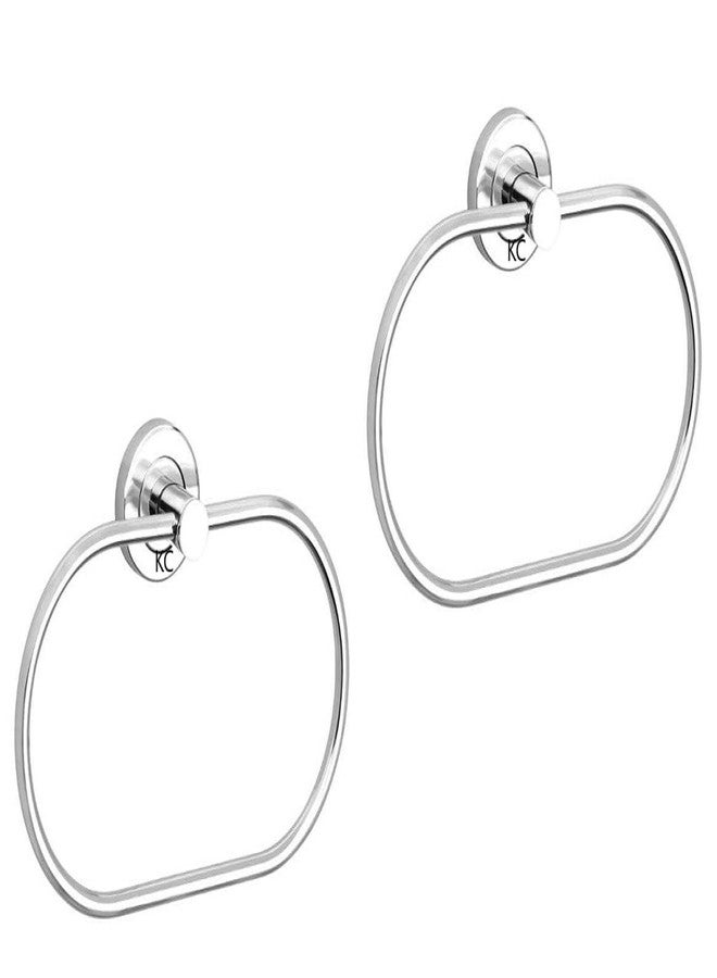 كيه سي حلقة مناشف من الفولاذ المقاوم للصدأ من كي سي للحمام/حوض الغسيل/حامل مناديل/مجموعة إكسسوارات الحمام مكونة من قطعتين (بيضاوي) - Image 1